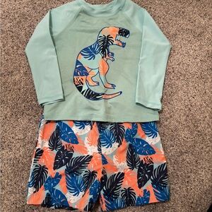 Jumping Beans Toddler Swim Suit with Dinosair and Tropical Design